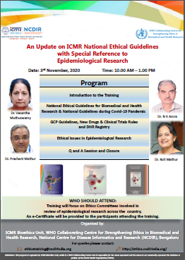 An Update on ICMR National Ethical Guidelines with special reference to Epidemiological Research