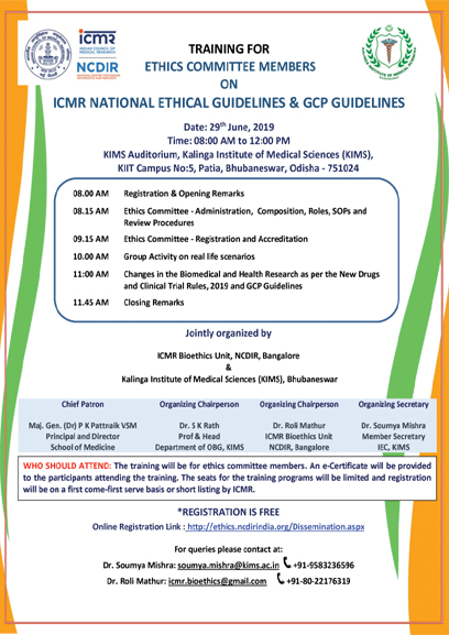 Training for Ethics Committee Members on ICMR National Ethical Guidelines & GCP Guidelines