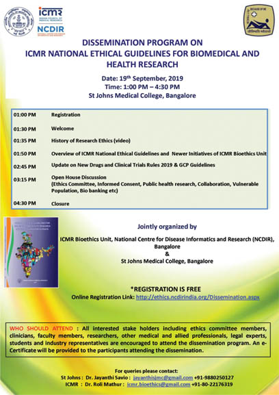 DISSEMINATION PROGRAM ON ICMR NATIONAL ETHICAL GUIDELINES FOR BIOMEDICAL AND HEALTH RESEARCH