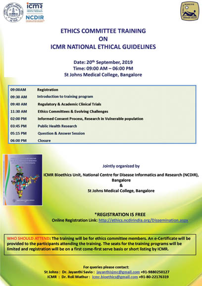 ETHICS COMMITTEE TRAINING ON ICMR NATIONAL ETHICAL GUIDELINES